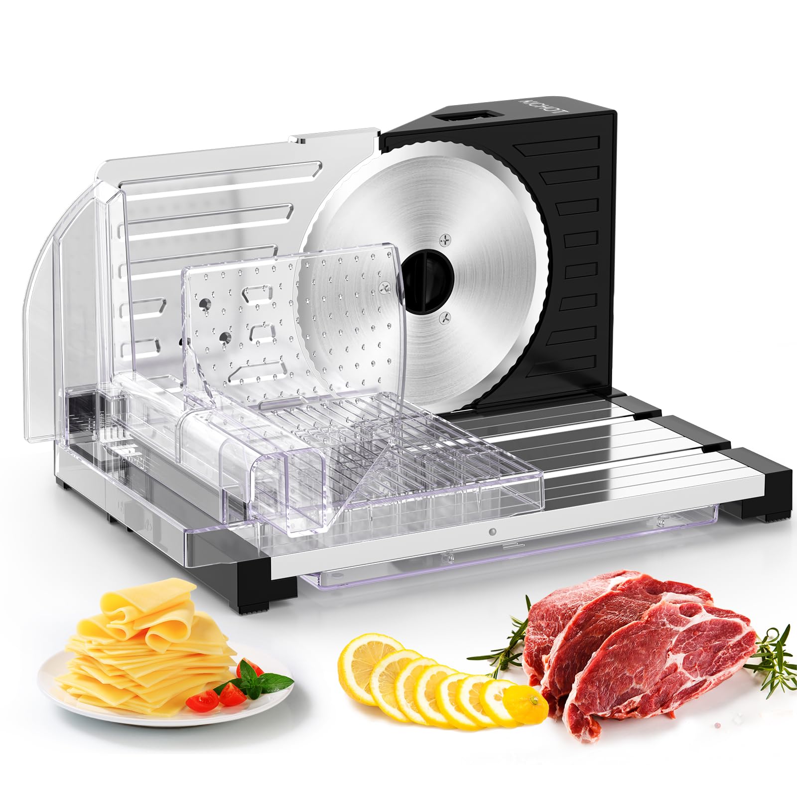 Allesschneider für Brot, Aufschnitt oder Käse,Brotschneidemaschine,einstellbar 0-18mm,platzsparend klappbar,BPA frei,mit Sicherheitsschalter,160 Watt