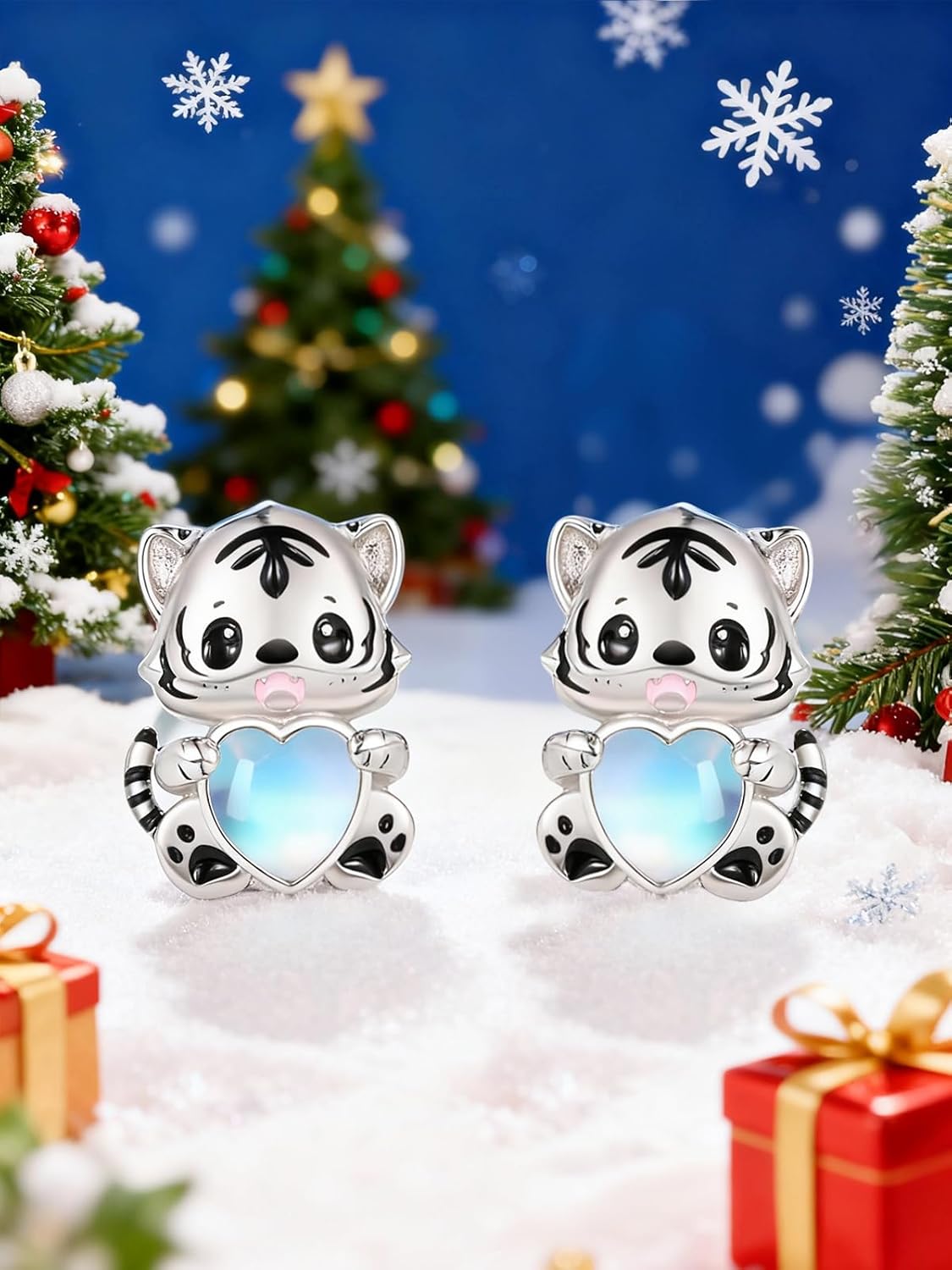 Dreamboat Cute Animal Stud Earrings Sterling Silver Hypoallergenic Sensitive Ears Moonstone Heart Earring Fashion Jewelry Gifts for Women Wife Daughter Grandkids Her - Image 2