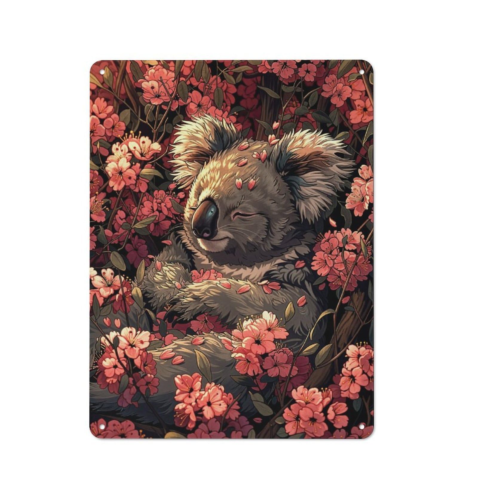 Junmoney Koala In Blossom Retro Metal Plaque 40X30cm For Garage Or Workshop, Housewarming Wall Decor For People Furnishing Garage And Workshop
