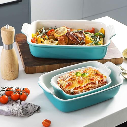 Miniatura 10 de Sweejar Juego de utensilios de porcelana para cocinar, moldes rectangulares de cerámica para lasaña para cazuela, cena de pasteles, cocina, banquete