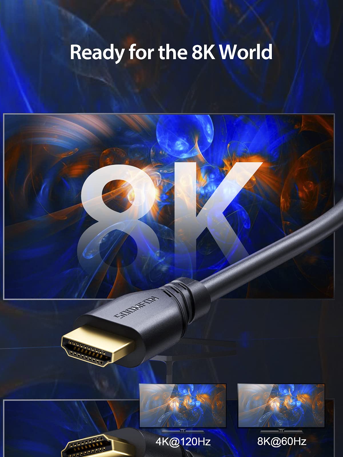 CSL - 3m Cavo HDMI 8k / 4k 2.1/2.0-8K @ 60Hz 4K @ 120Hz con DSC - 48 Gbit/s - 3D - Ultra High Speed con Ethernet - TV Blu-ray PS5 Xbox