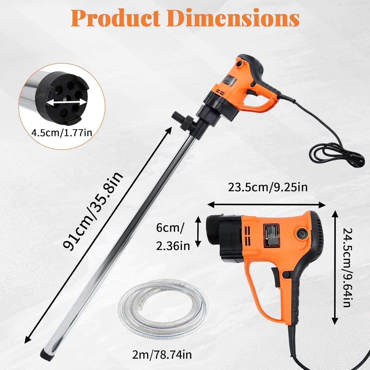 2480w electric fuel transfer barrel pump, 110v 13000rpm, liquid transfer pump with 36in stainless steel tube and 6.6ft hose, ideal for diesel, lubricants, micro viscous liquids