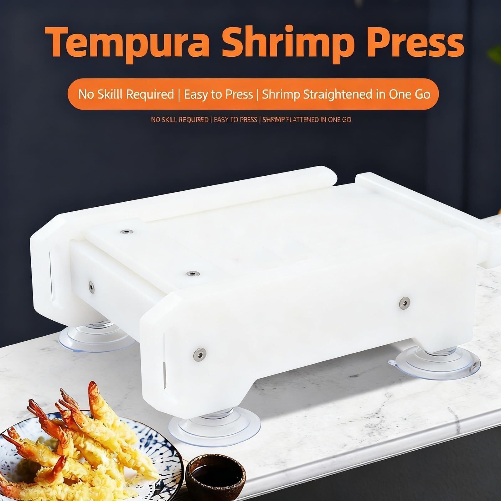 Tempura Presse à crevettes portable, base d'aspiration stable, facile à nettoyer pour les sushis, les cuisiniers à domicile, les chefs professionnels