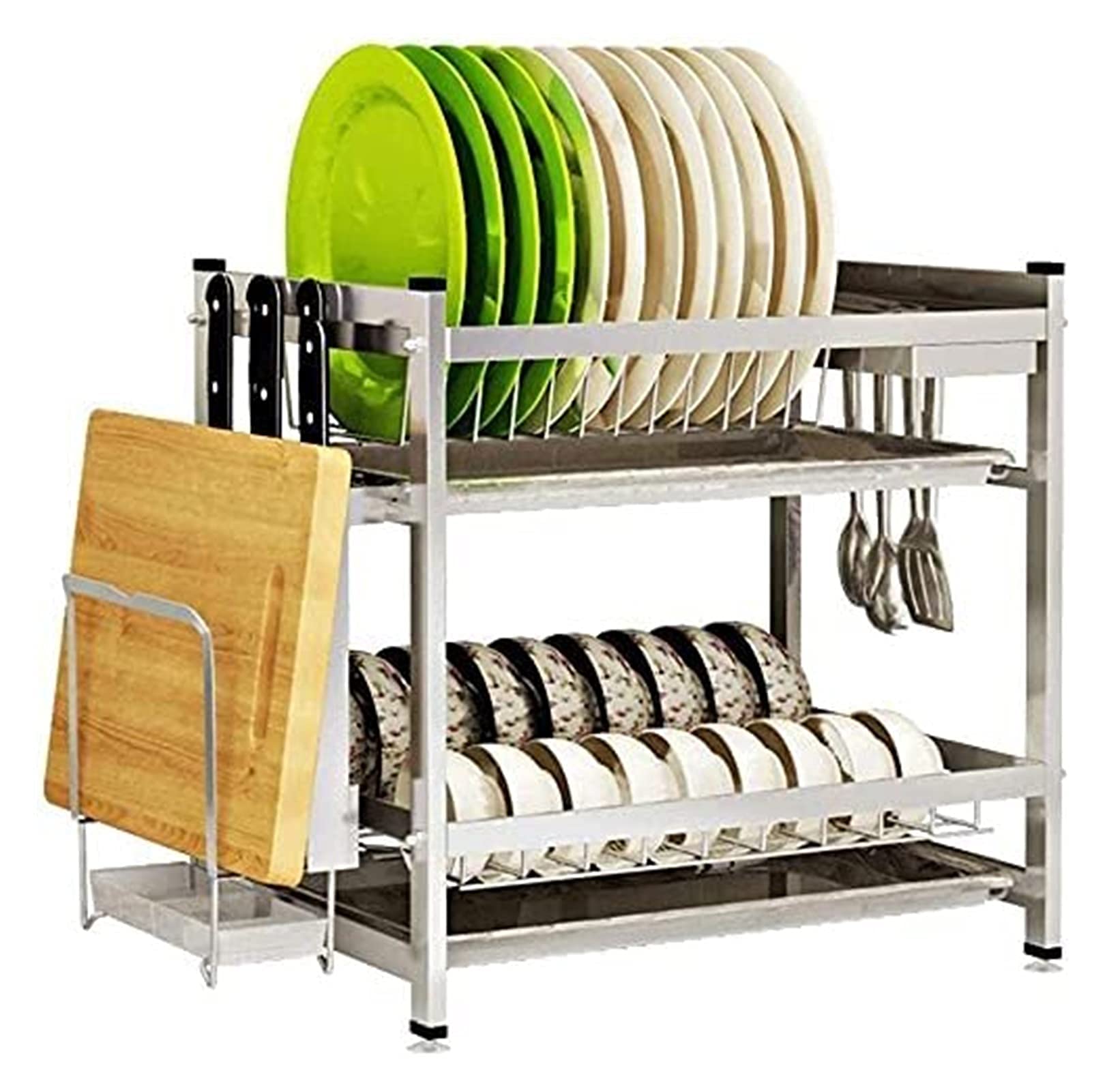 OGMOYT Dish Drainer Rack Kitchen Multifunctional Drain Rack, Tableware Storage Rack Household Chopsticks/Cutter/Cutting Board Dish Rack/B,B