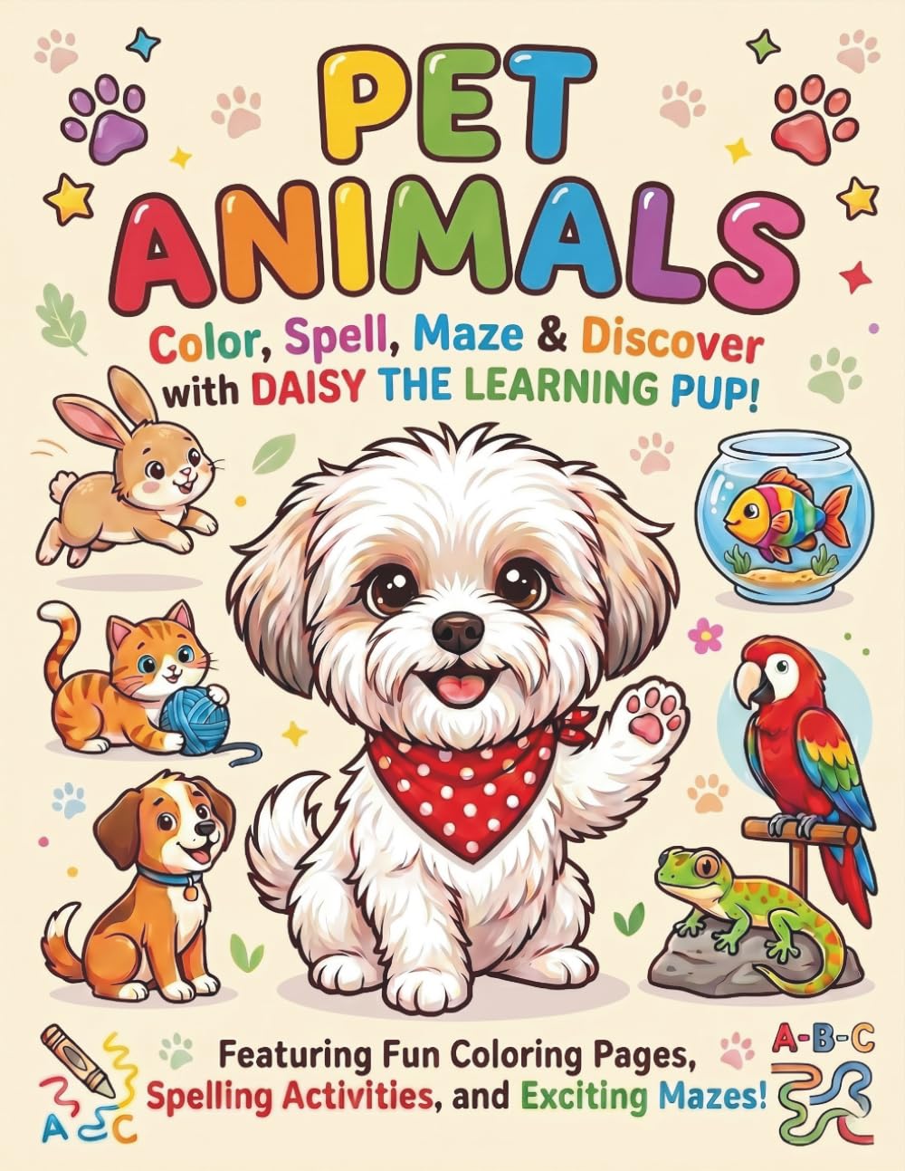 PET ANIMALS: A Color, Spell, and Maze Activity Book for Kids Ages 3-8 | Fun Learning Adventure with Daisy the Learning Pup (Daisy Learning Adventures™)