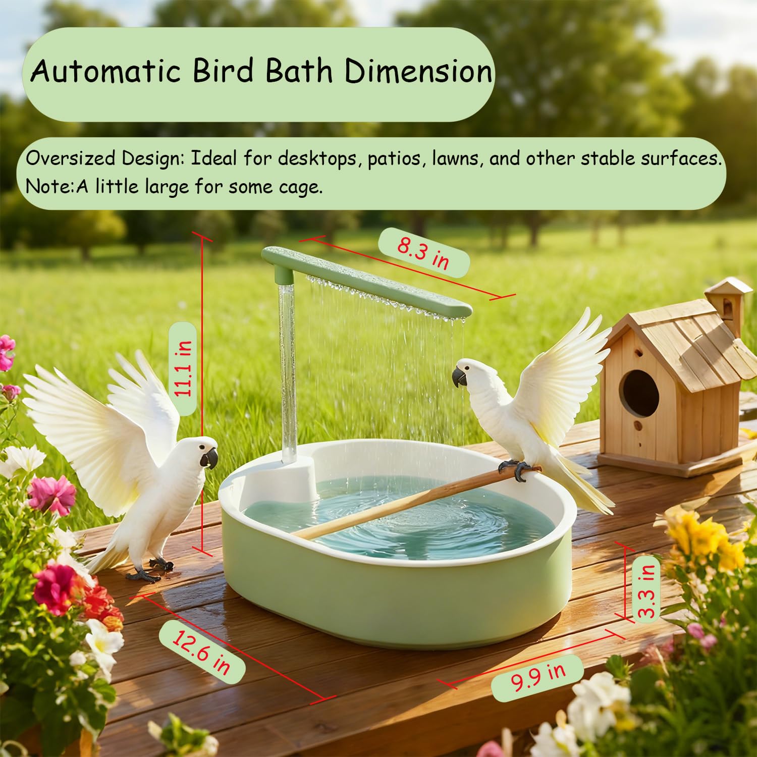 Baño para pájaros, baño automático para loros, bañera de ducha para pájaros con agua corriente, jaula de pájaros, periquitos medianos, periquitos, cacatúas, conures, pinillos, tortolitos