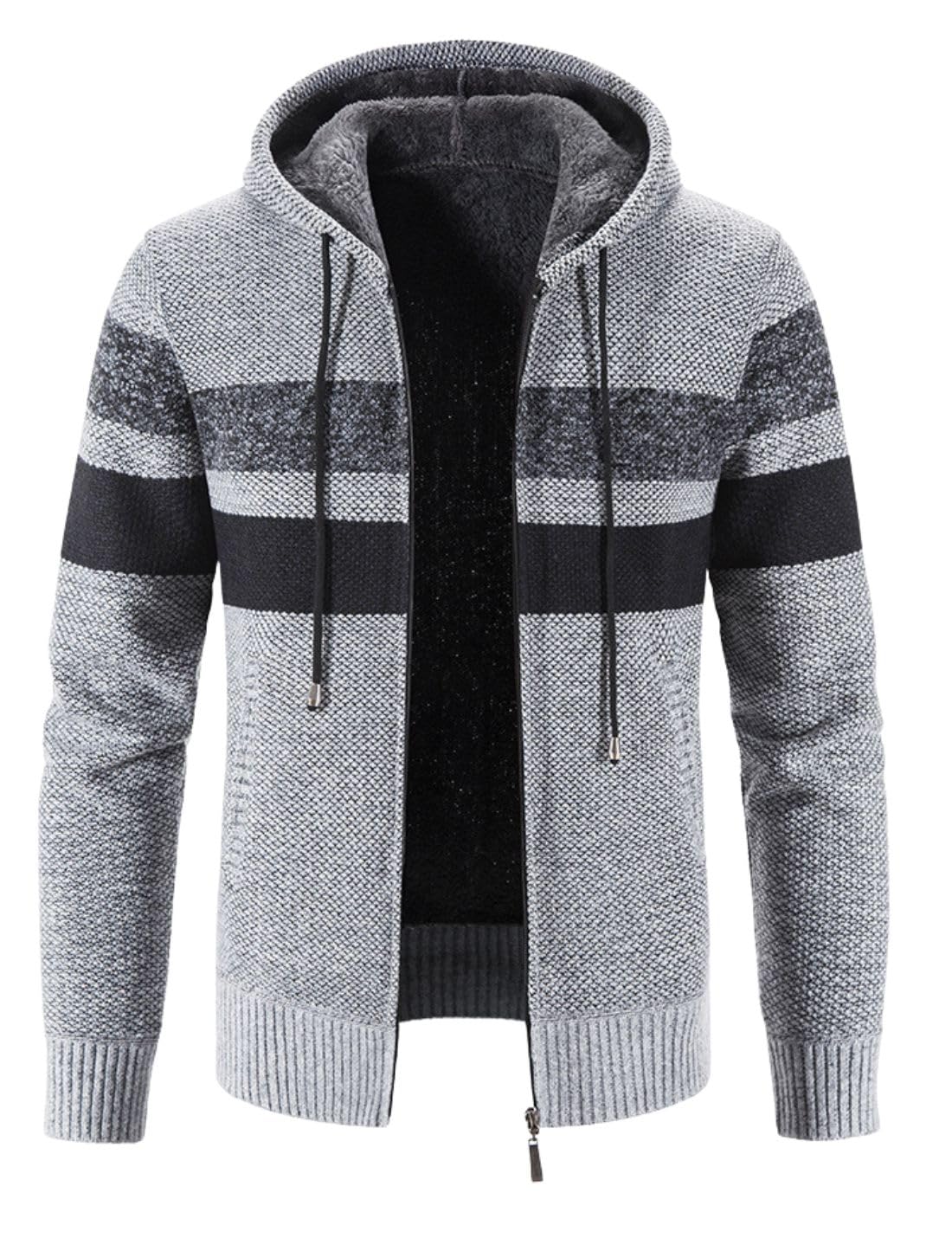 Kinkia Men's Fleece Lined Hoodie Winter Warm Full Zipper Cardigan Sweater