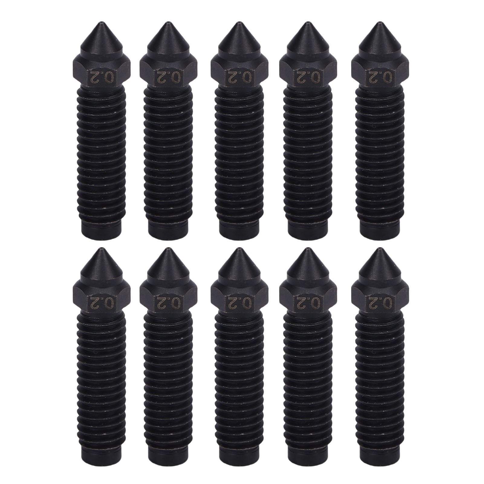 3D-Druckerdüsen, 10 Stück, 0,2 mm Düsensatz aus gehärtetem Stahl, passend für Carbon-3D-Drucker, Hochtemperatur-Verschleiß-Extruderdüsen-Ersatzteile