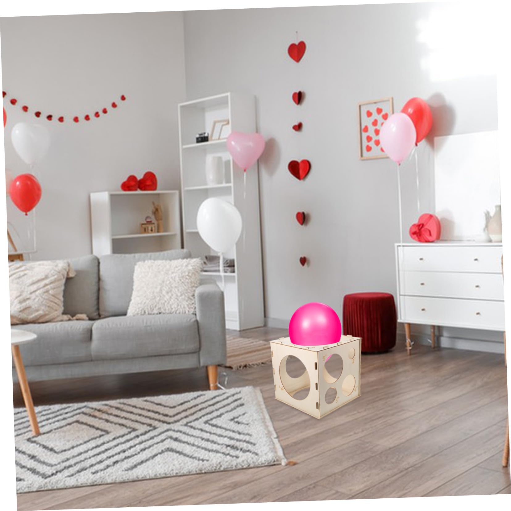Caja Medidora Plegable de Madera para Globos, Cubo 9 Agujeros