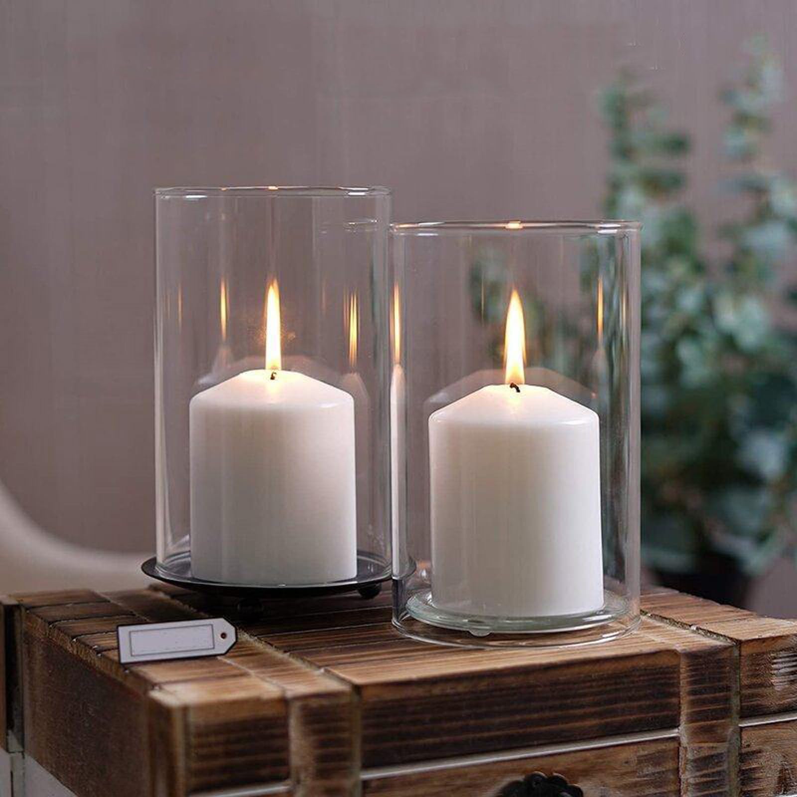 2 Piezas Cilindro de Cristal Sin Fondo para Velas, Candelabros Cilíndricos Abiertos, 10x15 cm, para el Hogar, el Salón, Bodas, Decoración de Mesas en Restaurantes