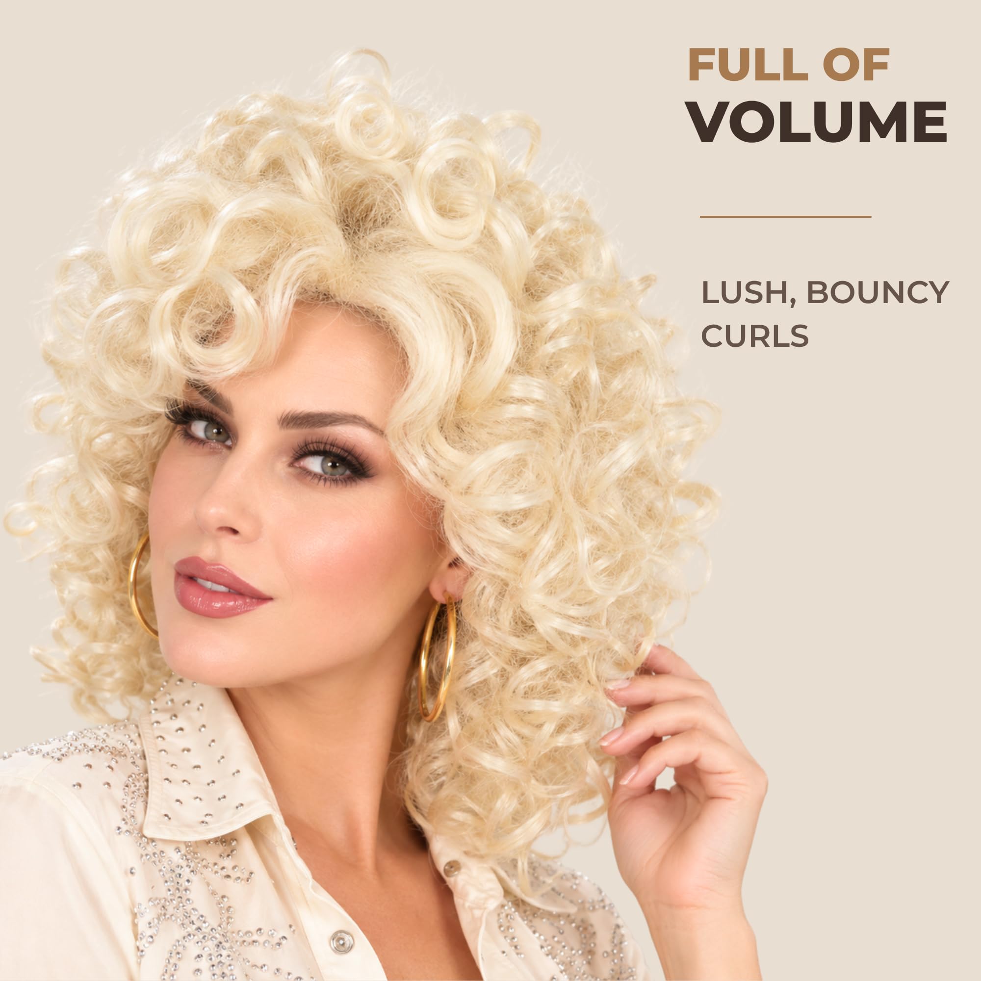 Big Blonde Curly Wig - Country Singer Costume -4