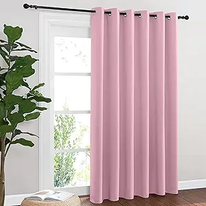 NICETOWN Blackout Sliding Door Curtains 84 Inch Length, Extra Wide Room Divider Grommet Energy Saving Thermal Insulated Curtain for Patio Door Window(W80 x L84, 1 Panel, Rouge Pink)