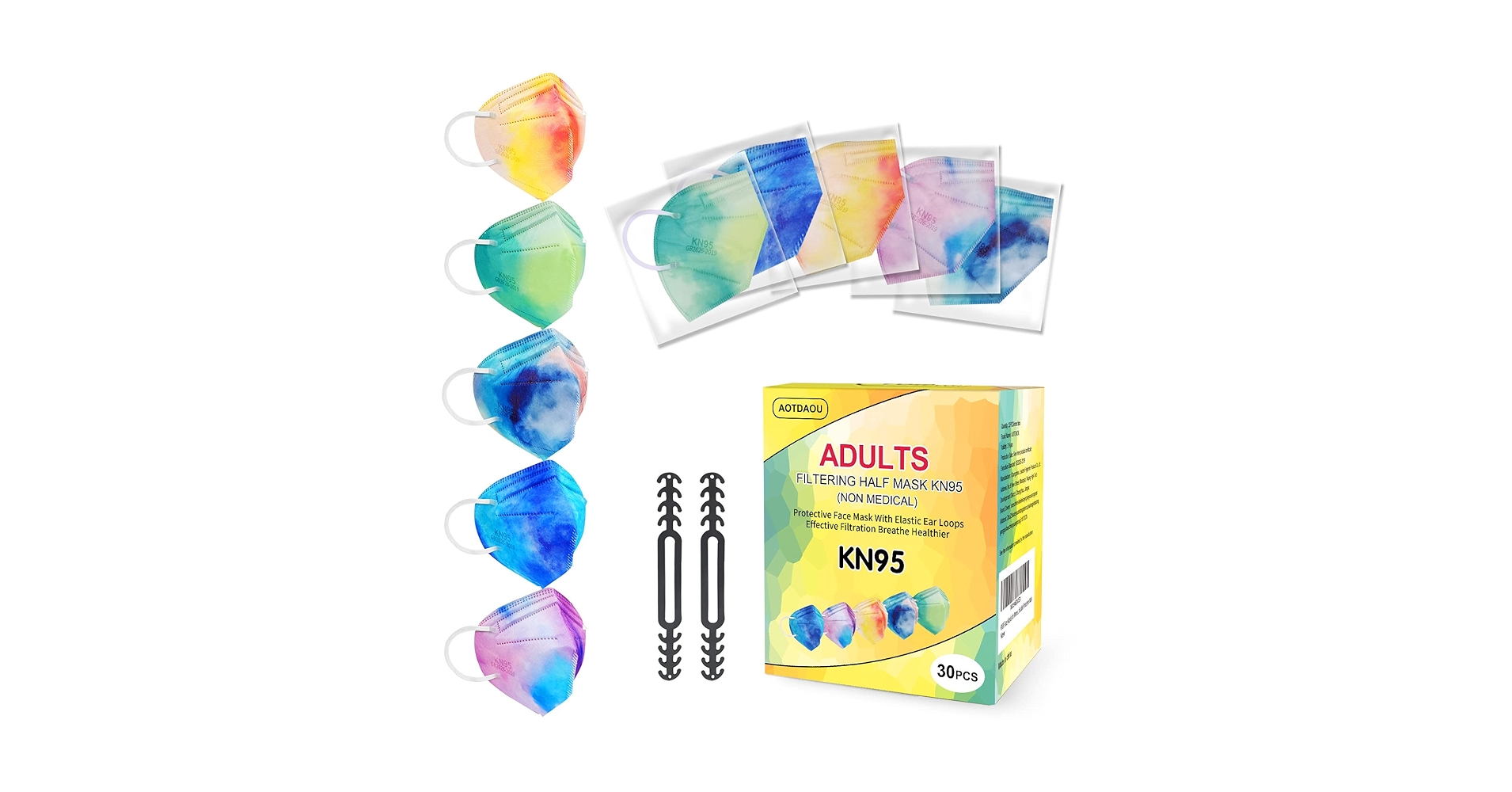 AOTDAOU KN95 Face Masks for Women Men, 30 Packs Individually