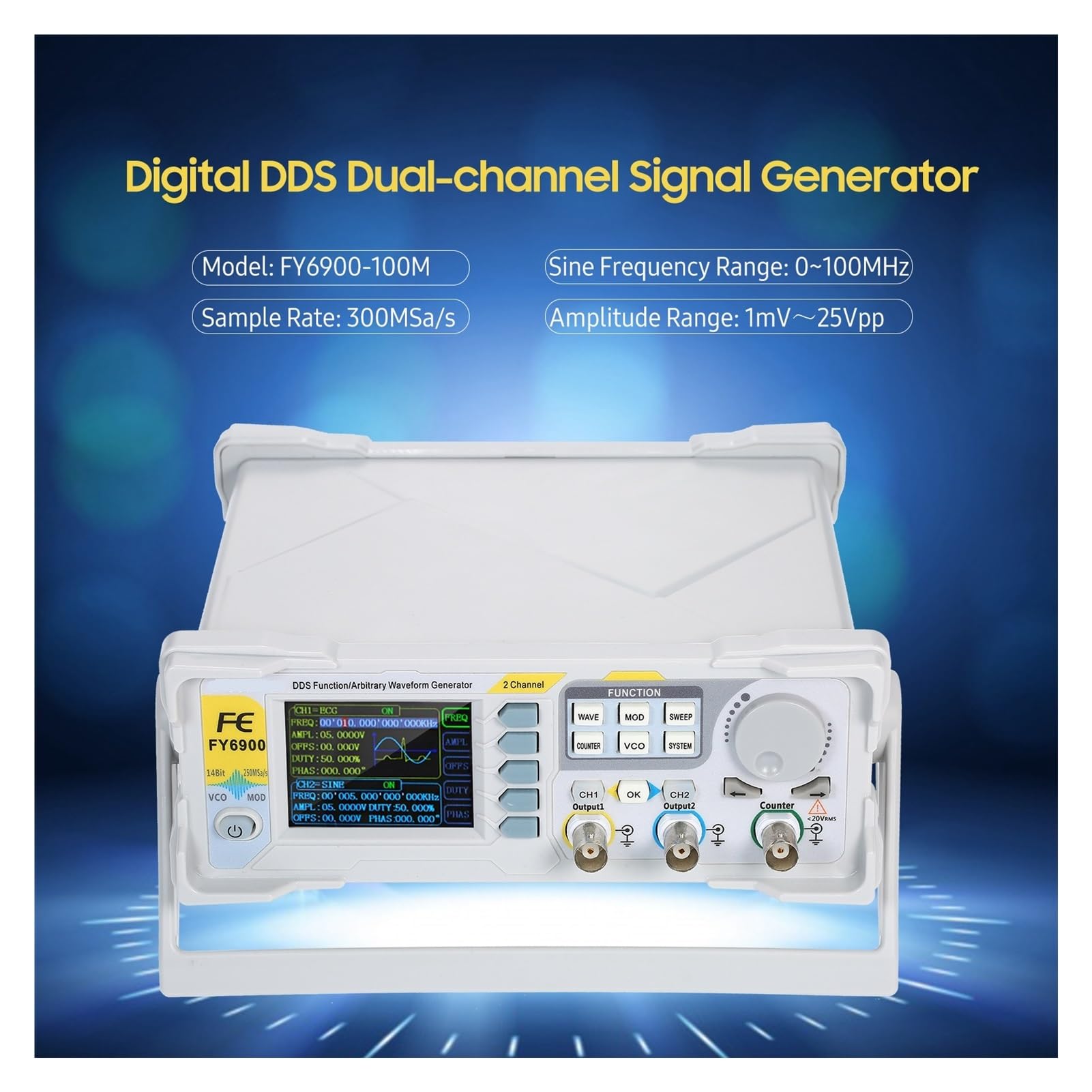 Generador de señales función 60 MHz, DDS digital, generador doble canal/forma onda arbitraria, fuente señal pulso(20MHz)