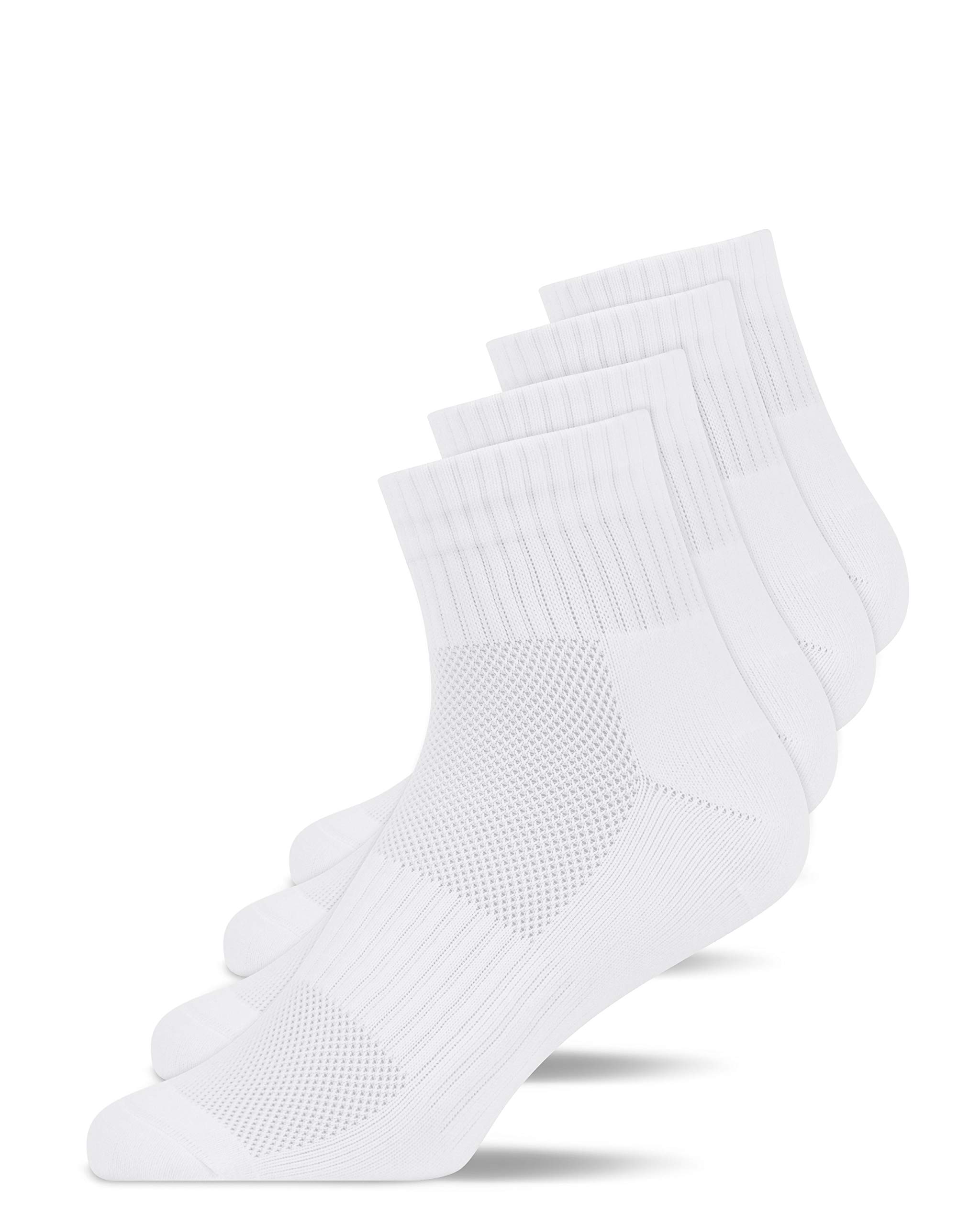 Snocks Mittelhohe Laufsocken Herren Damen 4 Paar - Atmungsaktive Sportsocken ohne Verrutschen - Gemütliche und weiche Funktionssocken - Quarter Socken Sport - Gr. 35-50