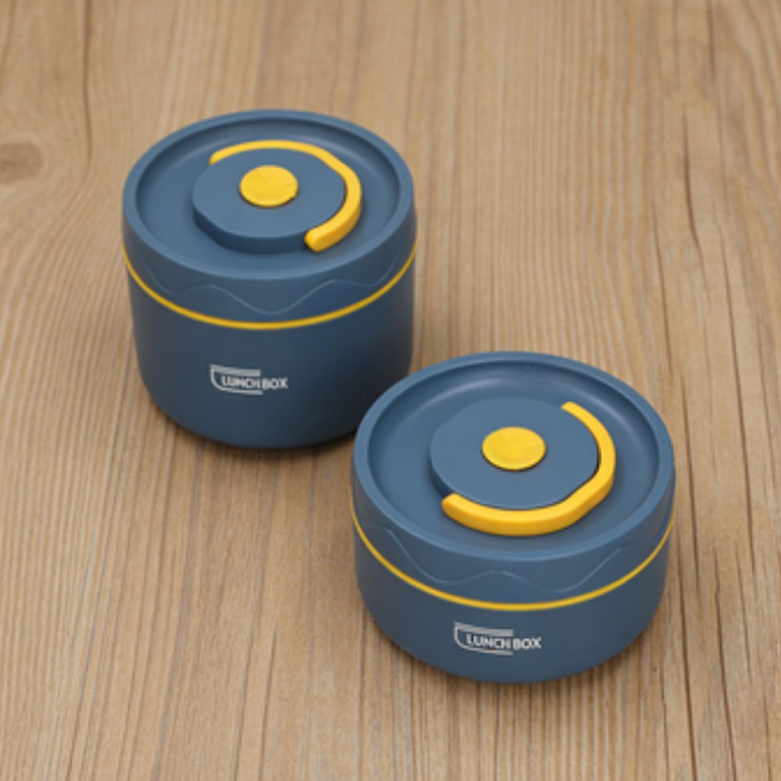 Contenitore per alimenti Lunch Box rotondo in acciaio inossidabile, a prova di perdite, per ufficio, scuola, esterno, durevole, facile da pulire, grande capacità (4 Cassaforte per microonde)