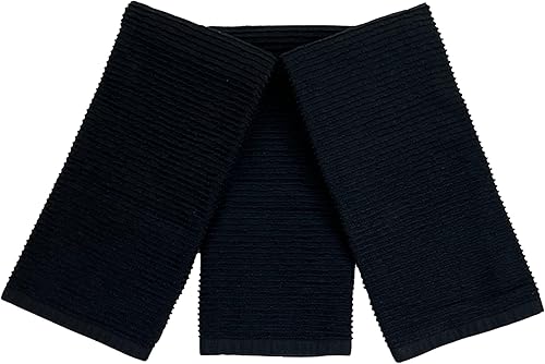 Miniatura 5 de Serafina Home Toallas de cocina negras de gran tamaño de color sólido 100% algodón paño de limpieza suave secado absorbente acanalado Terry Loop,