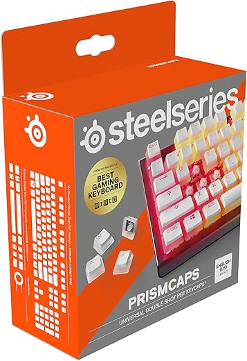 PrismCaps – Double Shot Pudding-Style Keycaps – Durable PBT Thermoplastic – Compatible with widest Range of Mechanical Keyboards – MX Stems – White