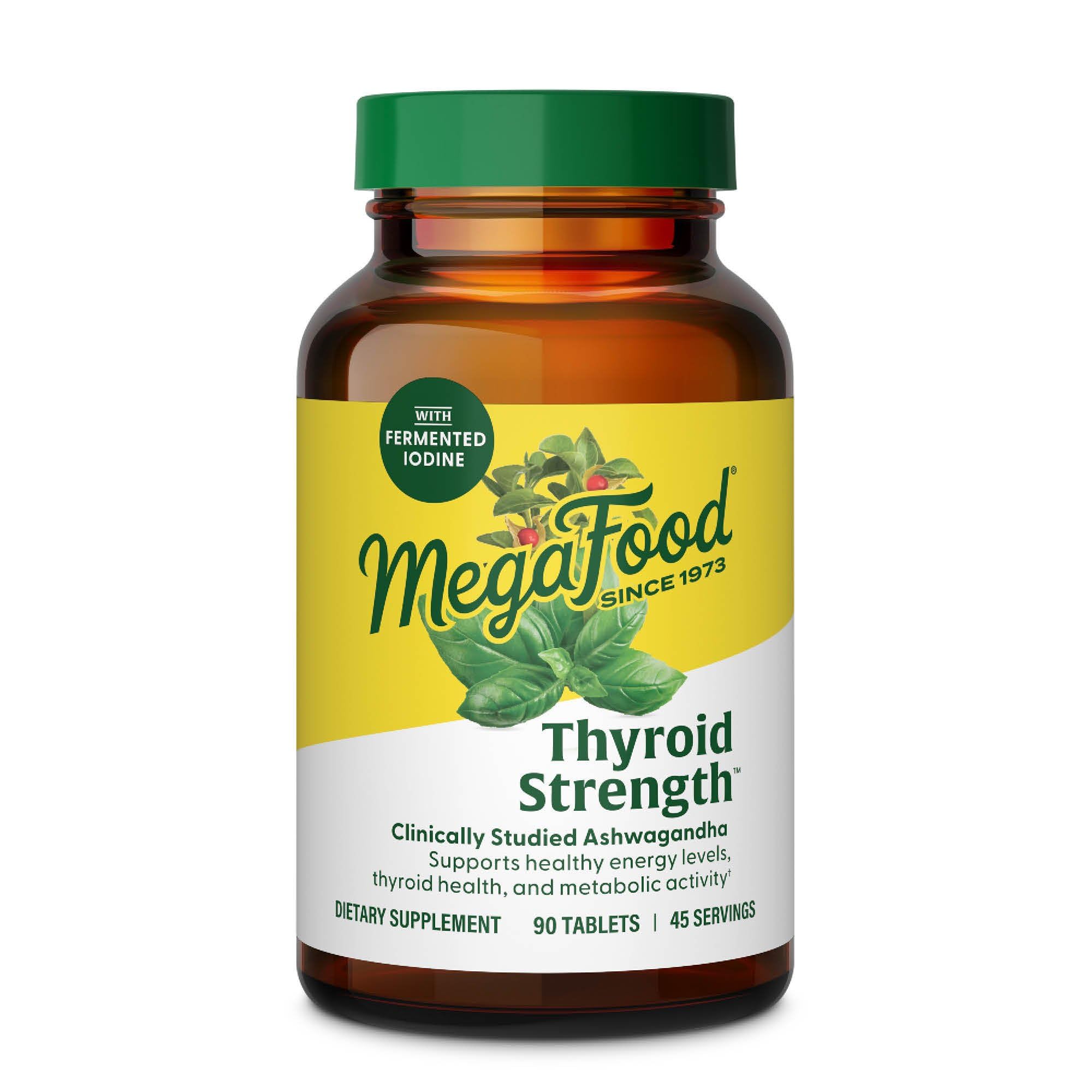 MegaFood Thyroid Strength - Mineral Supplement - Thyroid Support for Women with Ashwagandha, Zinc, Selenium, Copper, Iodine & L-Tyrosine & Herb Blend - Vegetarian - 90 Tabs (45 Servings)