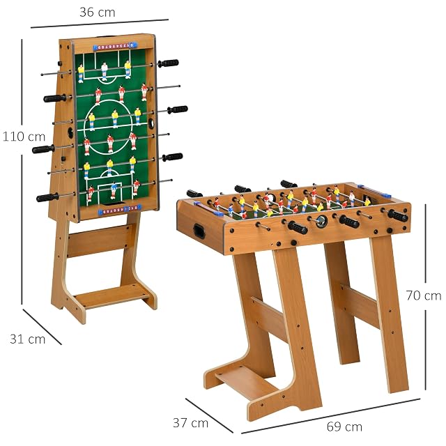 Foto 7 de 8 de HOMCOM Futbolín Plegable para Adultos 2 Bolas 69x37x70 cm Natural