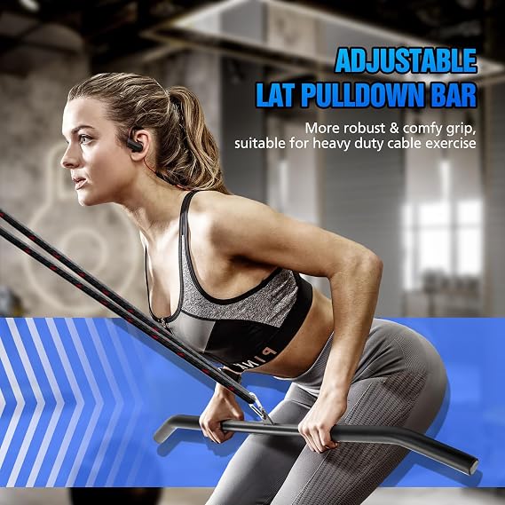 39 LAT Pull Down Bar Attachment, LAT Pulldown Bar with Non-Slip Handle, LAT Bar Cable Machine Attachment for Gym, Strength Workout, Muscle Building