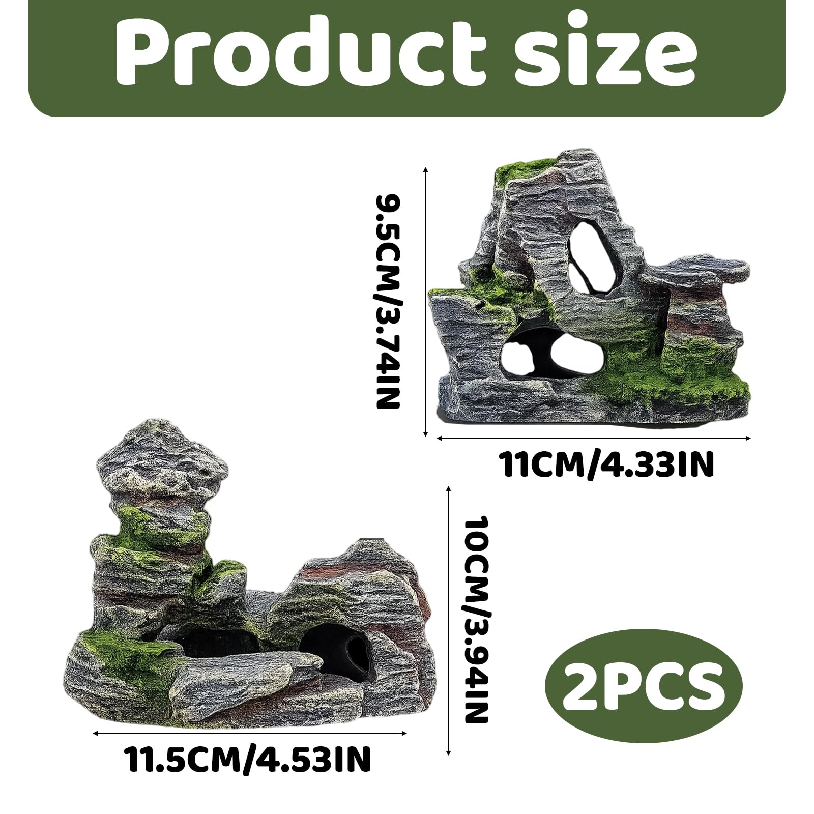 PSFXBM Fish Tank Decoration Aquarium Stone Aquarium Decorating,2pcs Fish Tank Rockery Hiding Cave Decoration for Fish Tank For Fish Tank Decor Stone for Aquascape for Aquatic Pets - Image 2