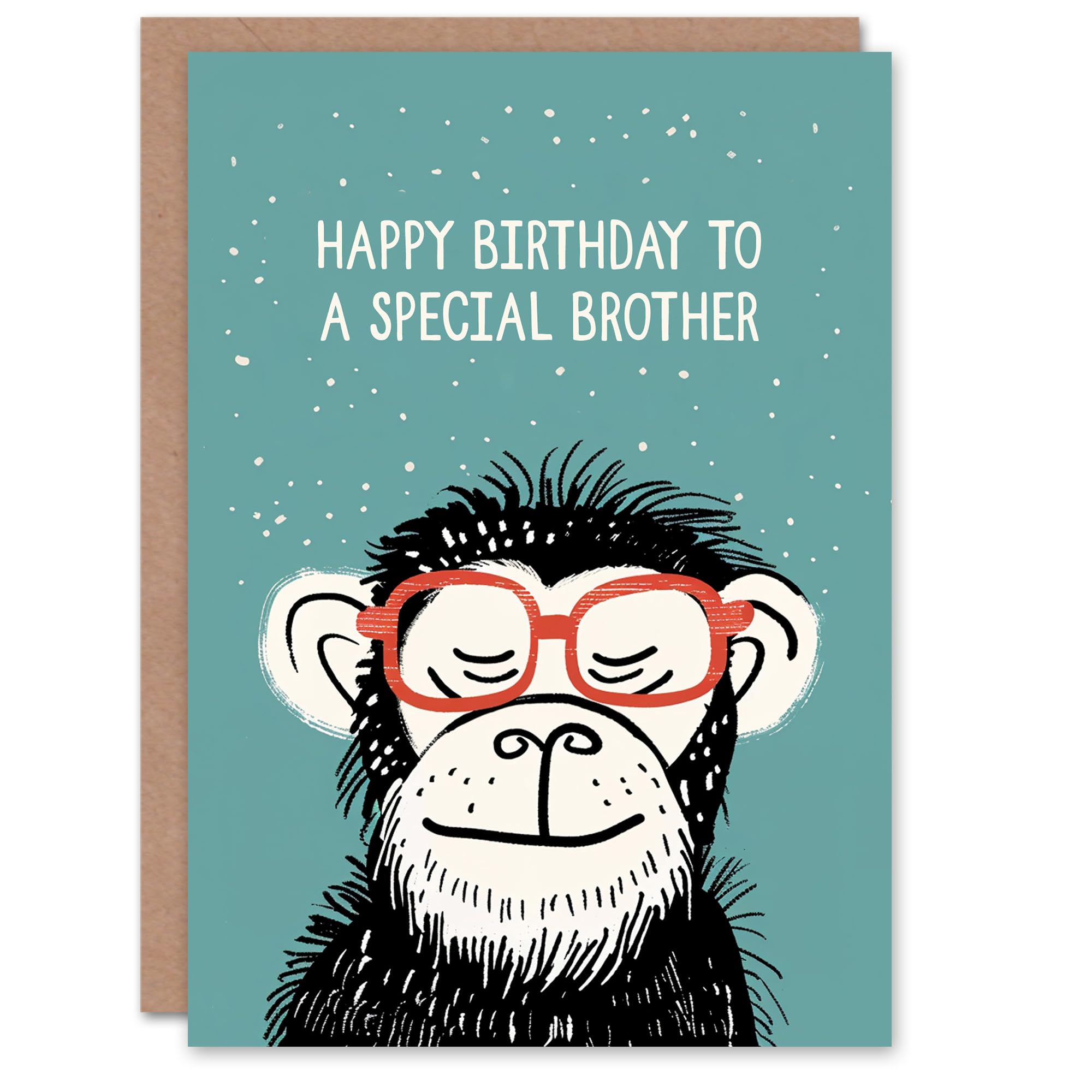 Artery8 Happy Birthday Card to a Special Brother Cheeky Chimp Nerd Chimpanzee Monkey