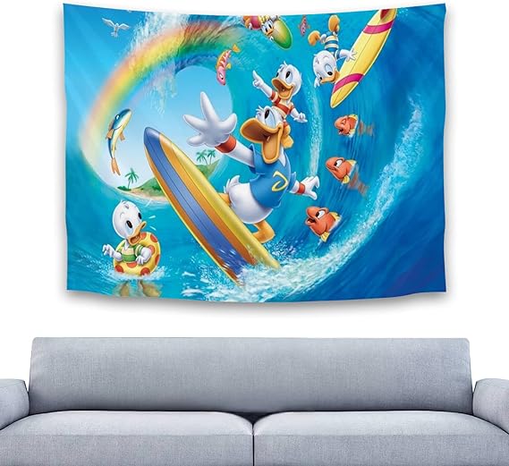 Amazon Co Jp タペストリーおしゃれドナルドダック アニメ壁掛け北欧寝室の居間の寮の家の誕生日パーティーの インテリア ファブリック装飾用品 モダンなアート 多機能 模様替え 部屋 窓カーテン 個性ギフト 新居祝い60x50 Inch ホーム キッチン