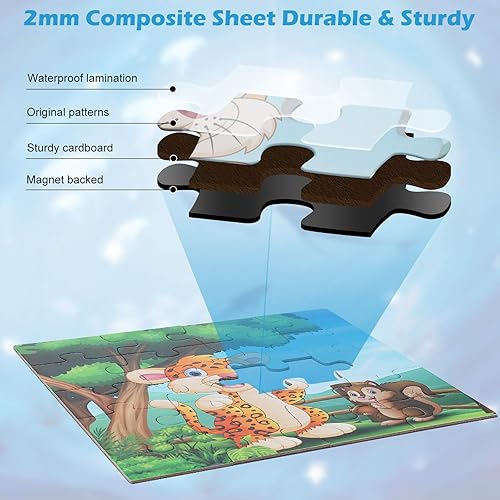 Miniatura 3 de BST SHIER - Rompecabezas magnéticos de 20 piezas para niños de 3, 4, 5 y 6 años, libro de rompecabezas de animal, de madera, juegos y juguetes de