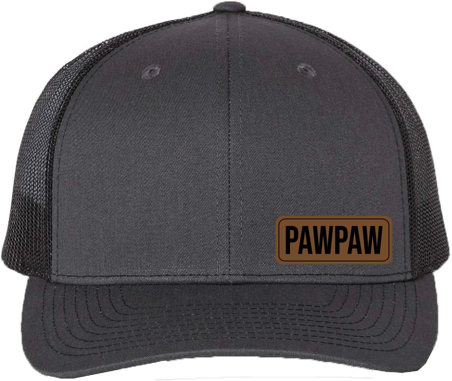 PAWPAW Vegan Leather Patch Cap - Richardson 112 Dad Hat, Birthday Gift for Dads, Adjustable Leather Richardson Cap