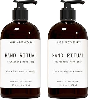 Muse Apothecary Hand Ritual - Aromatic and Nourishing Hand Soap, Infused with Natural Aromatherapy Essential Oils - USDA Certified Biobased - 16 oz, Aloe + Eucalyptus + Lavender, 2 Pack