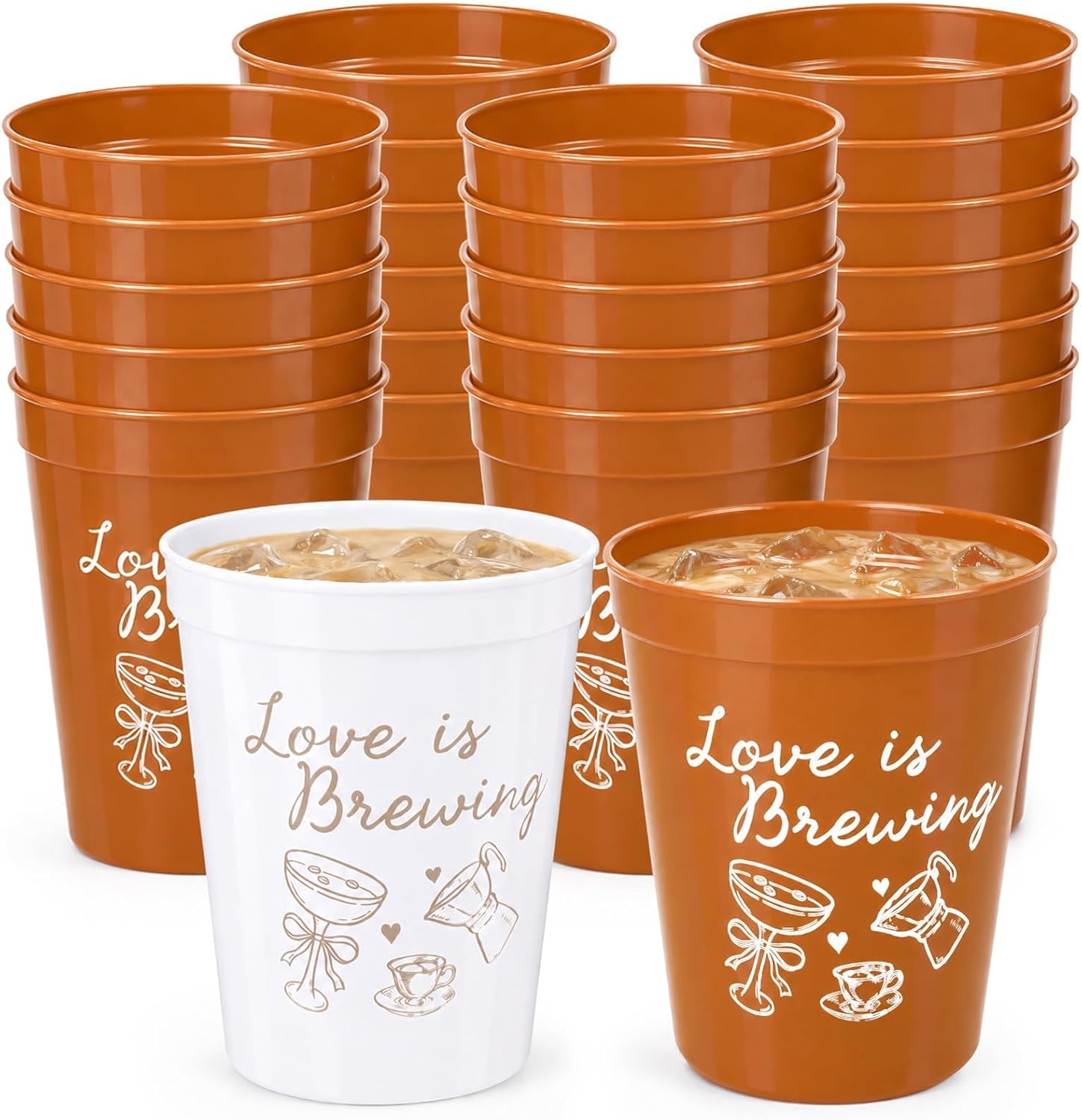 24Pcs 16 Oz Love is Brewing Plastic Cups Bridal Shower Party Favors