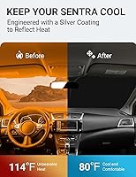 Vista 3 de Proadsy Parasol para parabrisas actualizado 2025, ajuste personalizado para Nissan Sentra 2013-2019, 4 capas, plegable, protector de parasol frontal