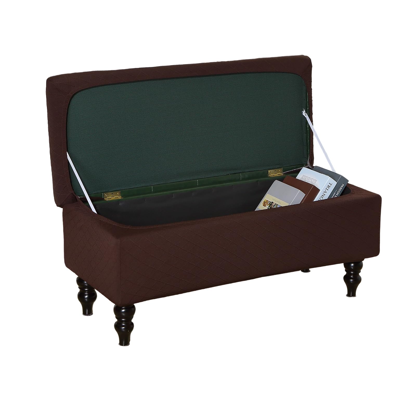 Ottoman Cover Stretch Storage Ottoman Bench Slipcover Jacquard Folding Storage Bench Ottoman Cover Footrest Stool Slipcover Footstool Protector Cover with Elastic Bottom,(80-110cm,M, 37)