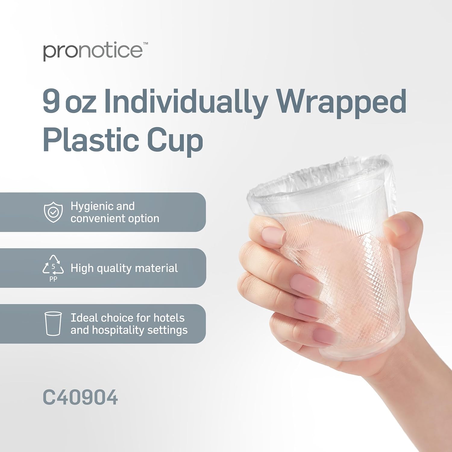9oz Translucent Individually Wrapped Plastic Cup, Case of 1000