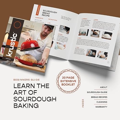 Miniatura 6 de Horno holandés de hierro fundido esmaltado para hornear pan de masa madre, olla de 6 cuartos de galón con tapa, juego de utensilios de cocina de