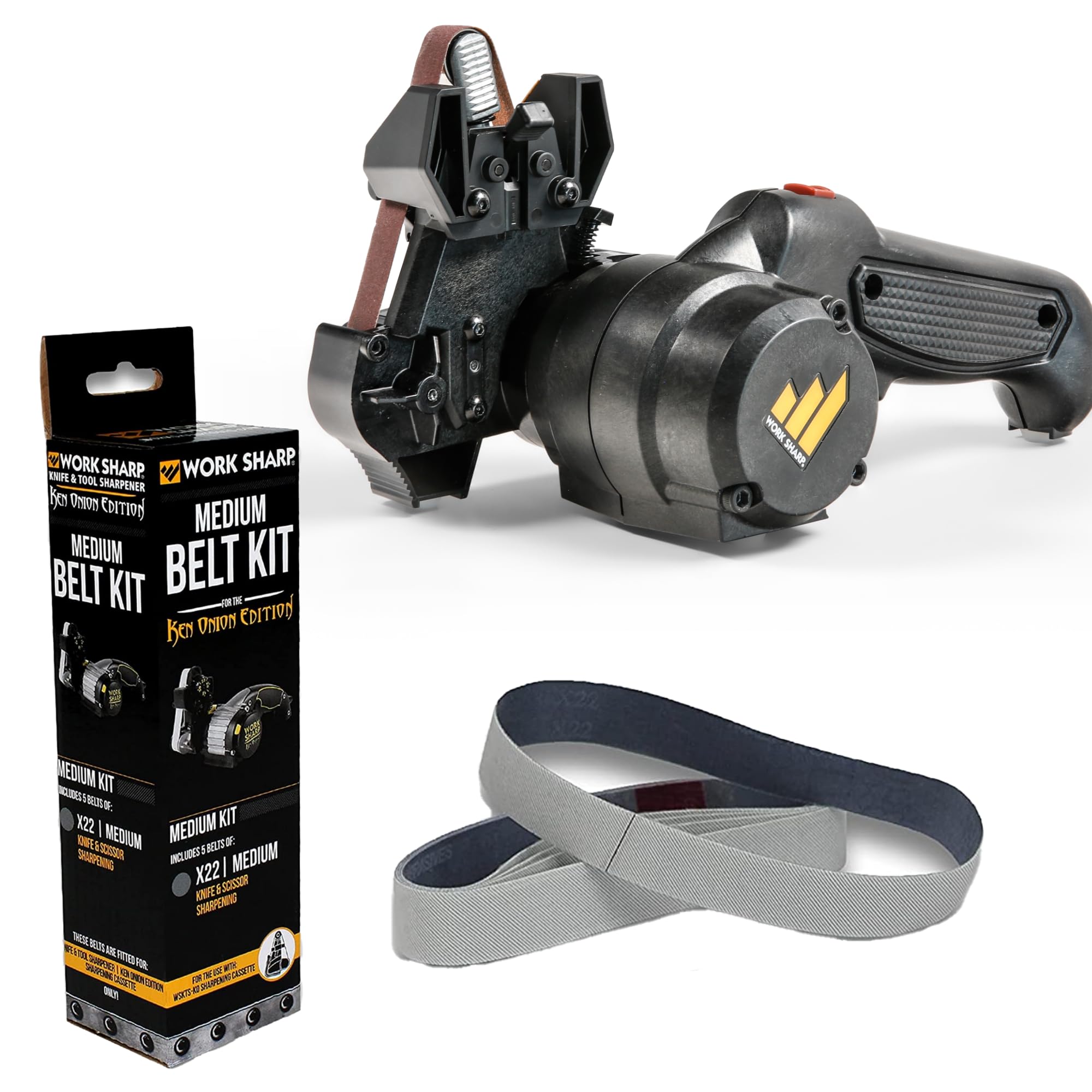 Work Sharp Ken Onion Knife Sharpener Tool - Adjustable Knife Sharpening System with additional Grit Belt Kit