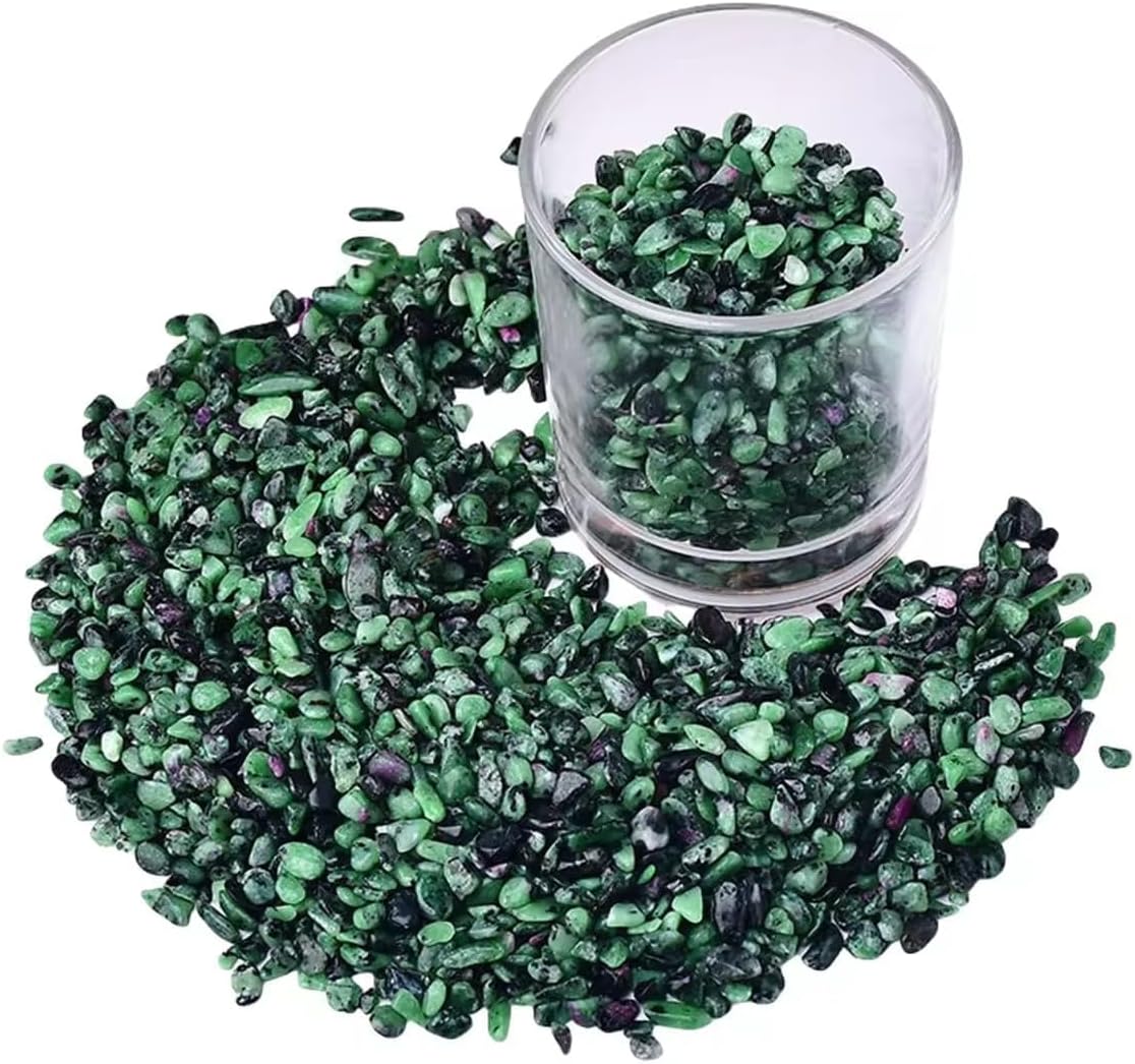 1 LB Ruby Zoisite Crystal Tumbled Chips Aquarium Fish Tank Gravel, Natural Crystal Quartz Stones Rocks Pebbles for Vase Fillers, Garden, Succulent Plants Decor, Outdoor Garden Landscaping (3-5mm)