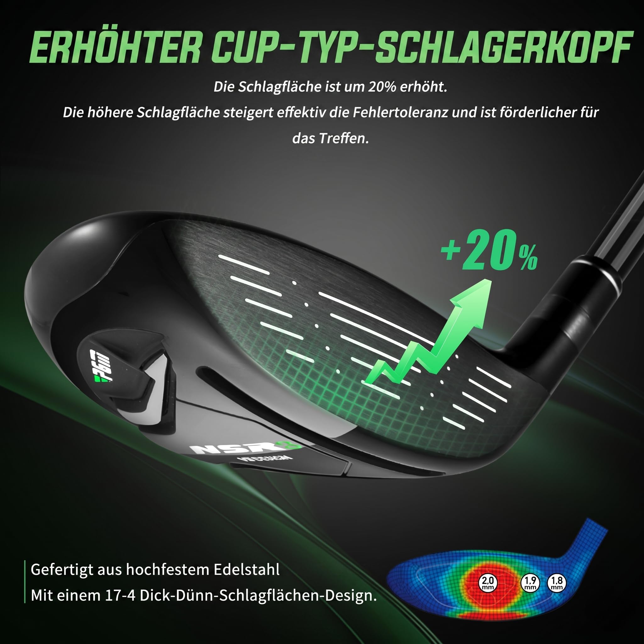 PGM Herren Golfschläger-Set, 12-teilig, 3 Holz (#1,3,5), 1 Hybrid (#4H), 6 Eisen (#5,6,7,8,9,PW), 1 Sandkeil (52°), 1 Putter – Golftasche MTG033-2