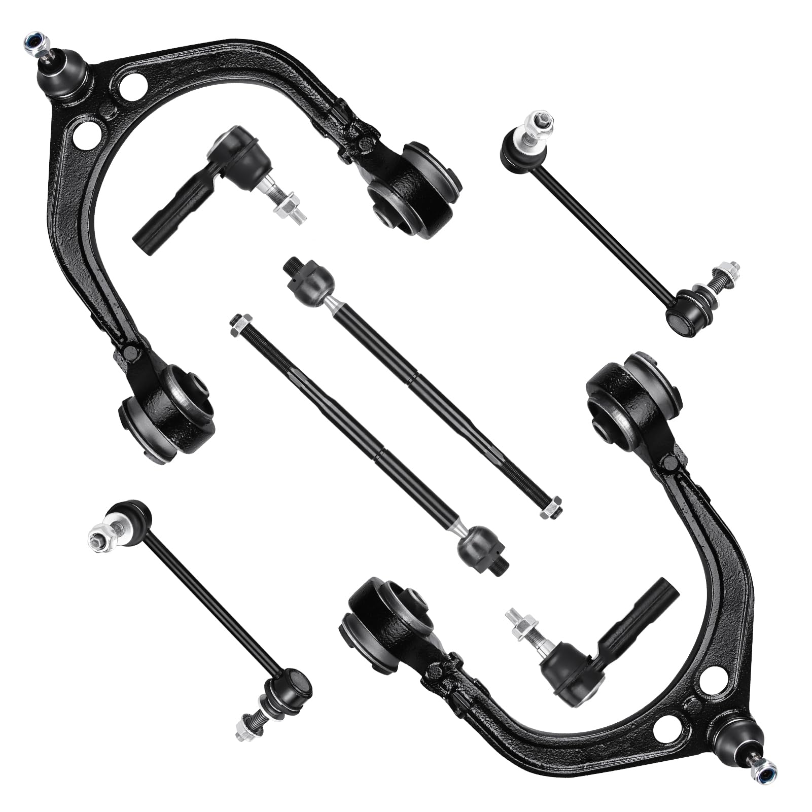 Front Upper Control Arms for Chrysler 300 Dodge Challenger Magnum Charger RWD Models Only Inner Outer Tie Rods Sway Bar Links Suspension Kit