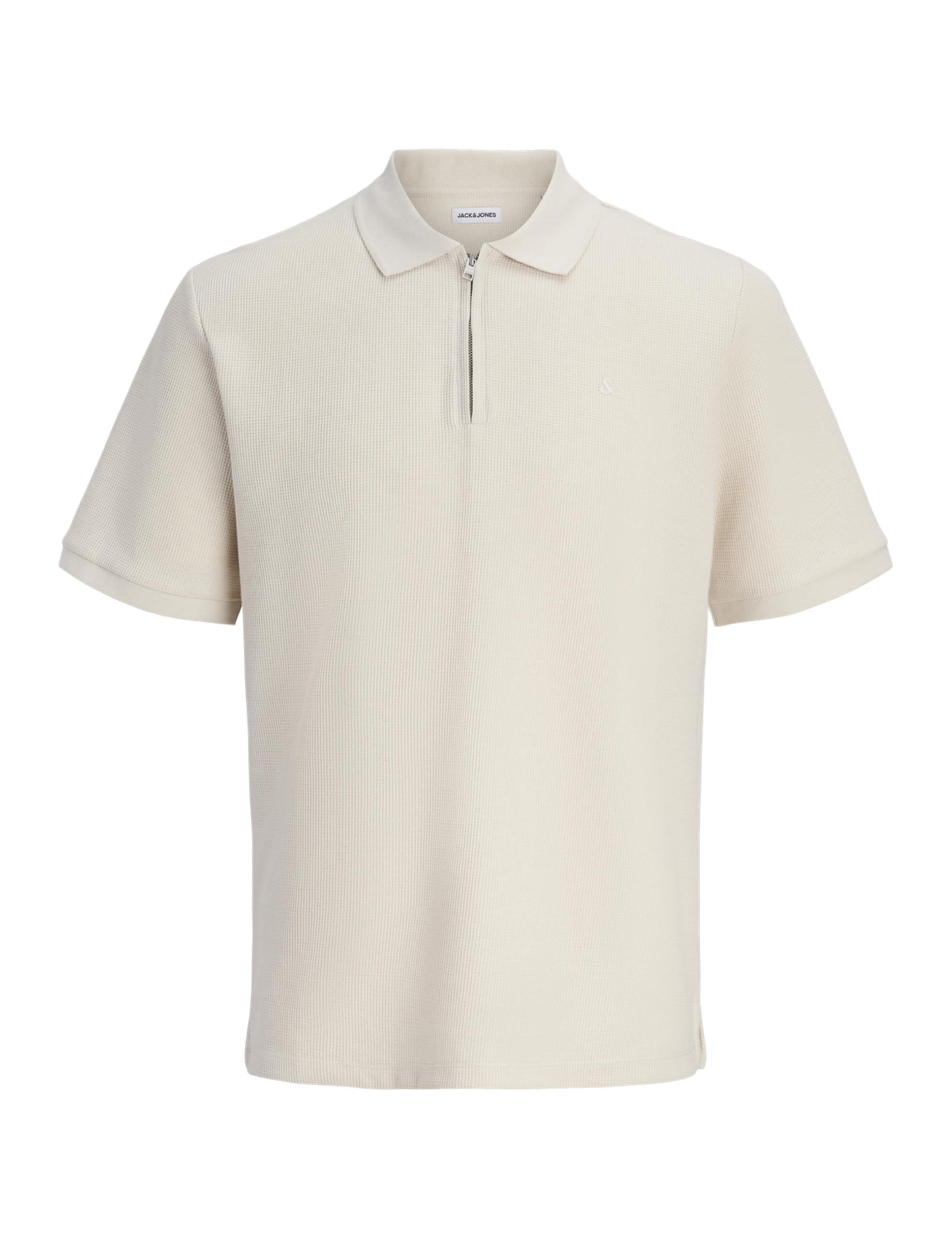 JACK & JONES Mens Zip Polo Short Sleeve Moonbeam XL