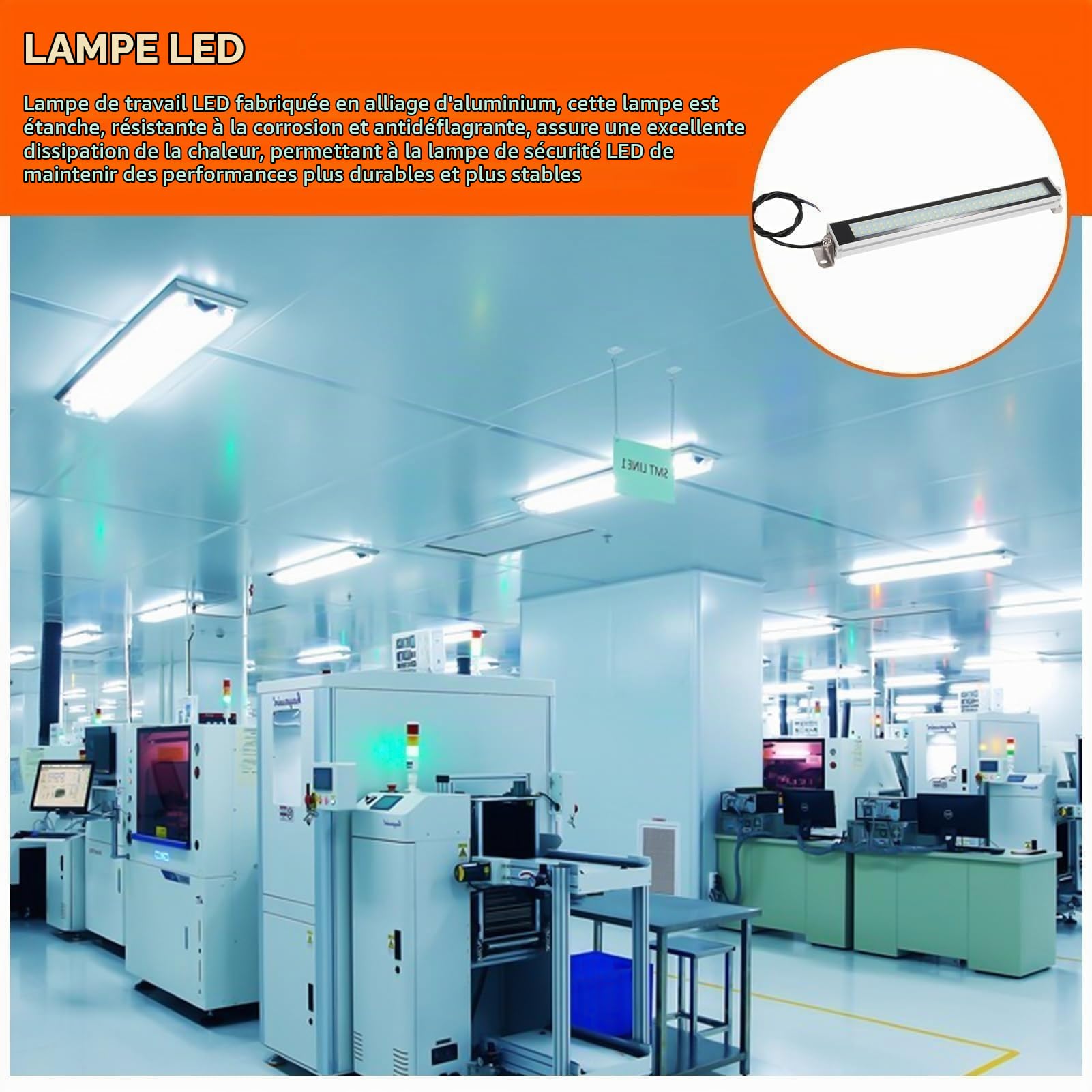 Agatige 24V 12W IP67 Lumière Industrielle Machine Tube LED, éclairage Anti-Déflagrant LED Machine Commande Numérique Par Ordinateur, éclairage Intérieur Bande Lumineuse Feux Travail Machinesoutils