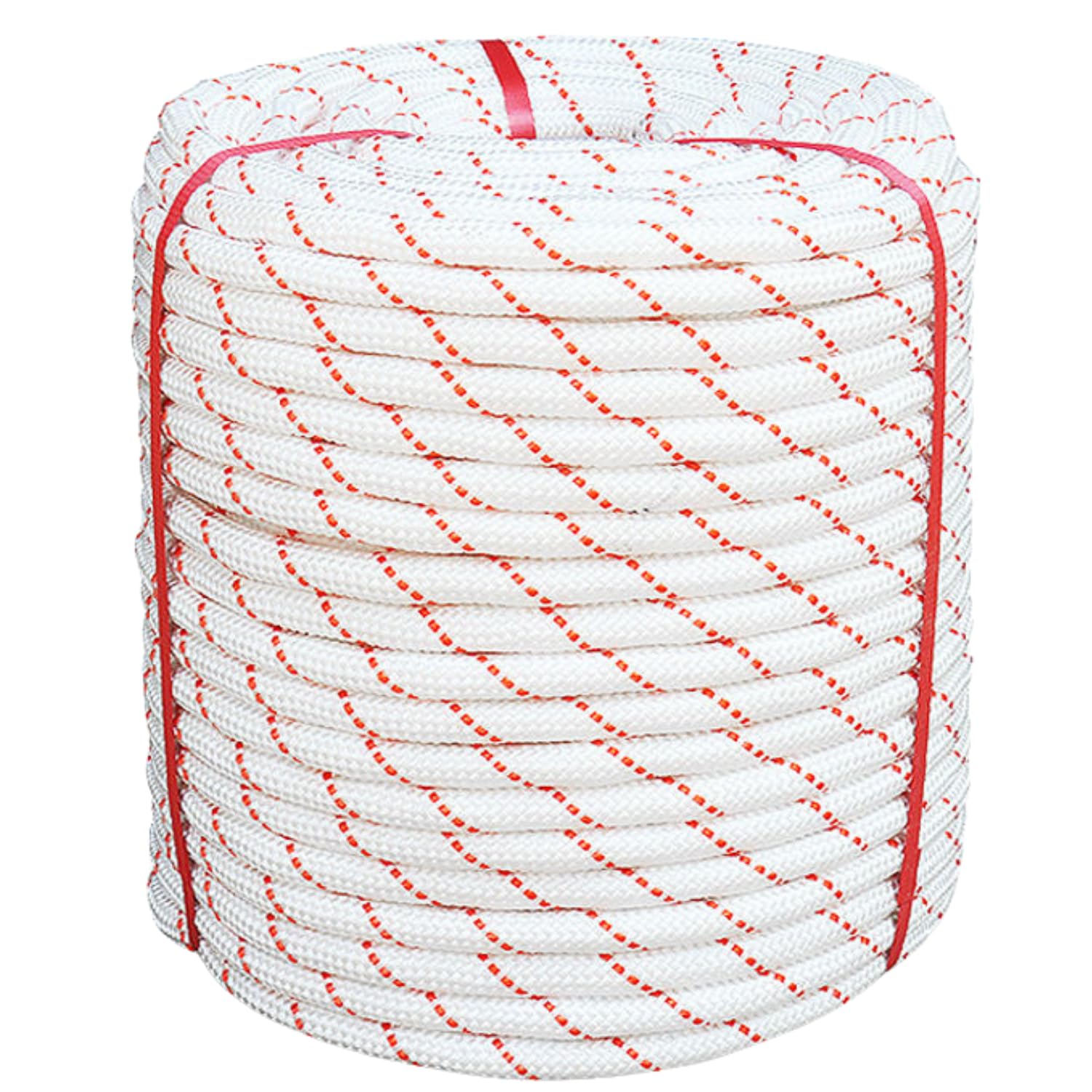 White Tech 12mm Climbing Static Rope Nylon 32 KN Breaking High Strength Industrial Safety Rope, Hiking Climbing Fire Escape Rappelling Construction Height Ideal (12MM 50MTR)