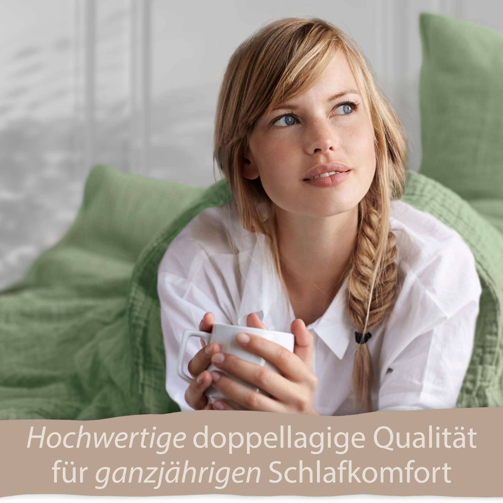 Hausfelder Bettwäsche, 100x135cm, Grün | Kinder Musselin Bettwäsche Bettbezug 100x135 cm