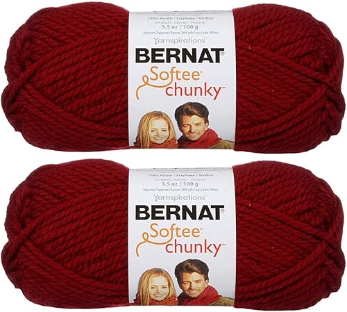 Paquete de 2 hilos gruesos Bernat Softee, color vino