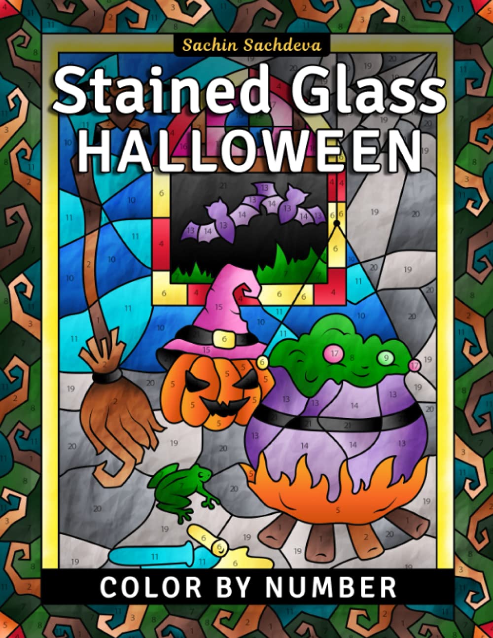 Stained Glass Halloween: Color by Number Coloring Book for Adults (Stained Glass Coloring Book for Adults)