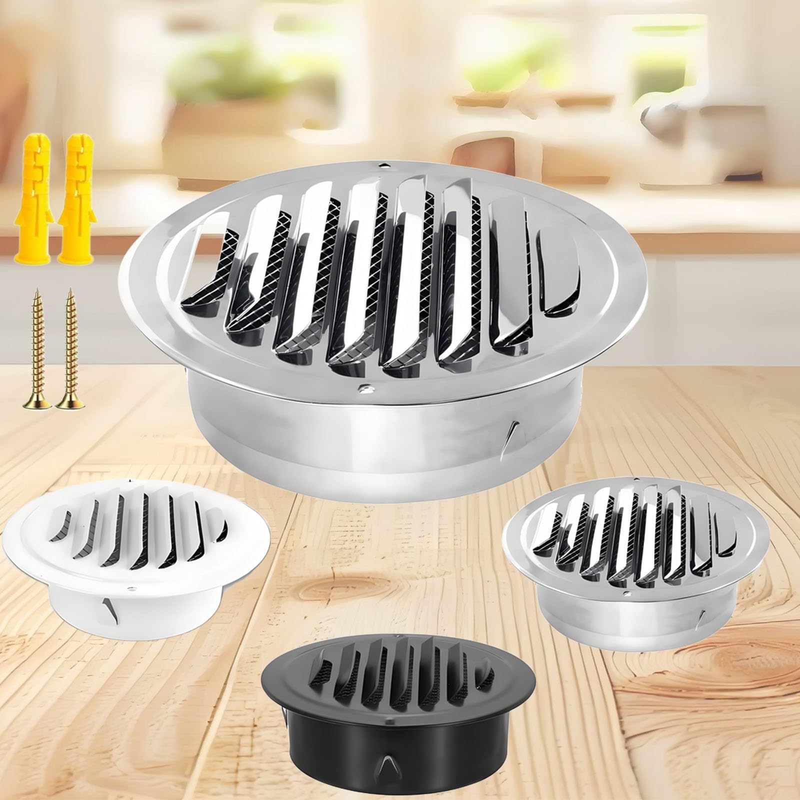 AMZBNEIDI Extractor Vent Cover Grille, Loered Round Vent Cover Stainless Steel Mesh Multicolor 50-200mm Bathroom Garage Attic(Silber,120mm/4.7in)