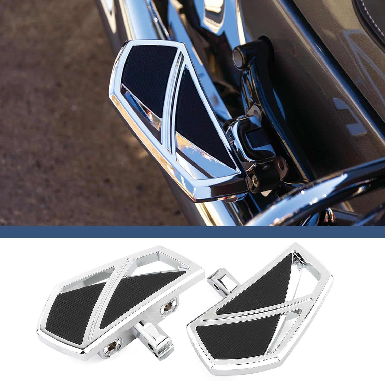 Motorcycle Floorboards Mini Phantom Rear Passenger Foot Pegs Fit for Harley 2018-2025 Softail Fat Boy FLSB Street Bob FXBB Breakout FXLRS Fat Bob Low Rider FXLR Softail Slim FLHSC 114 (Chrome)