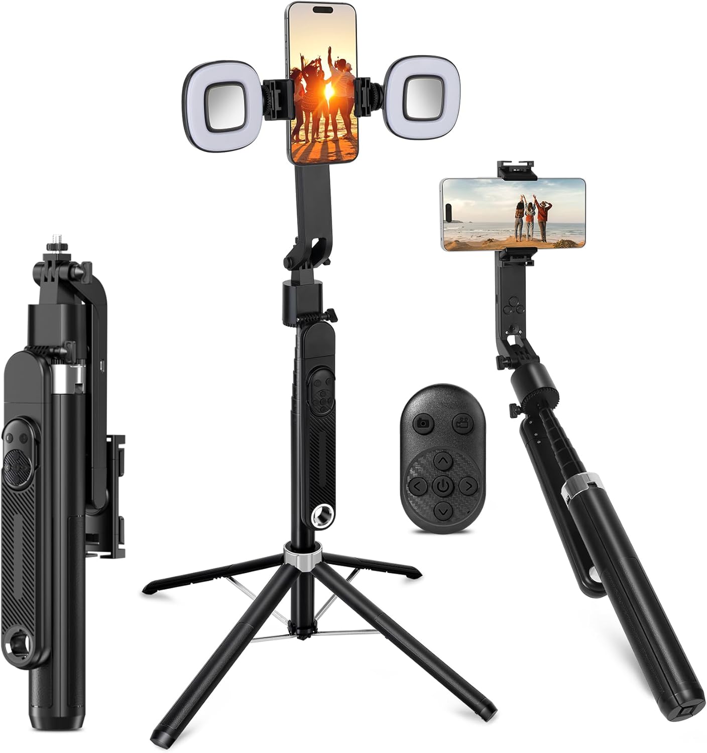 360° Auto Face Tracking Tripod, 70" Facial Recognition Tripod with Gesture Control, Selfie Stick with Multi-Color Temperature Fill Light, Live Broadcast/Video Conferencing/Vlog Artifact