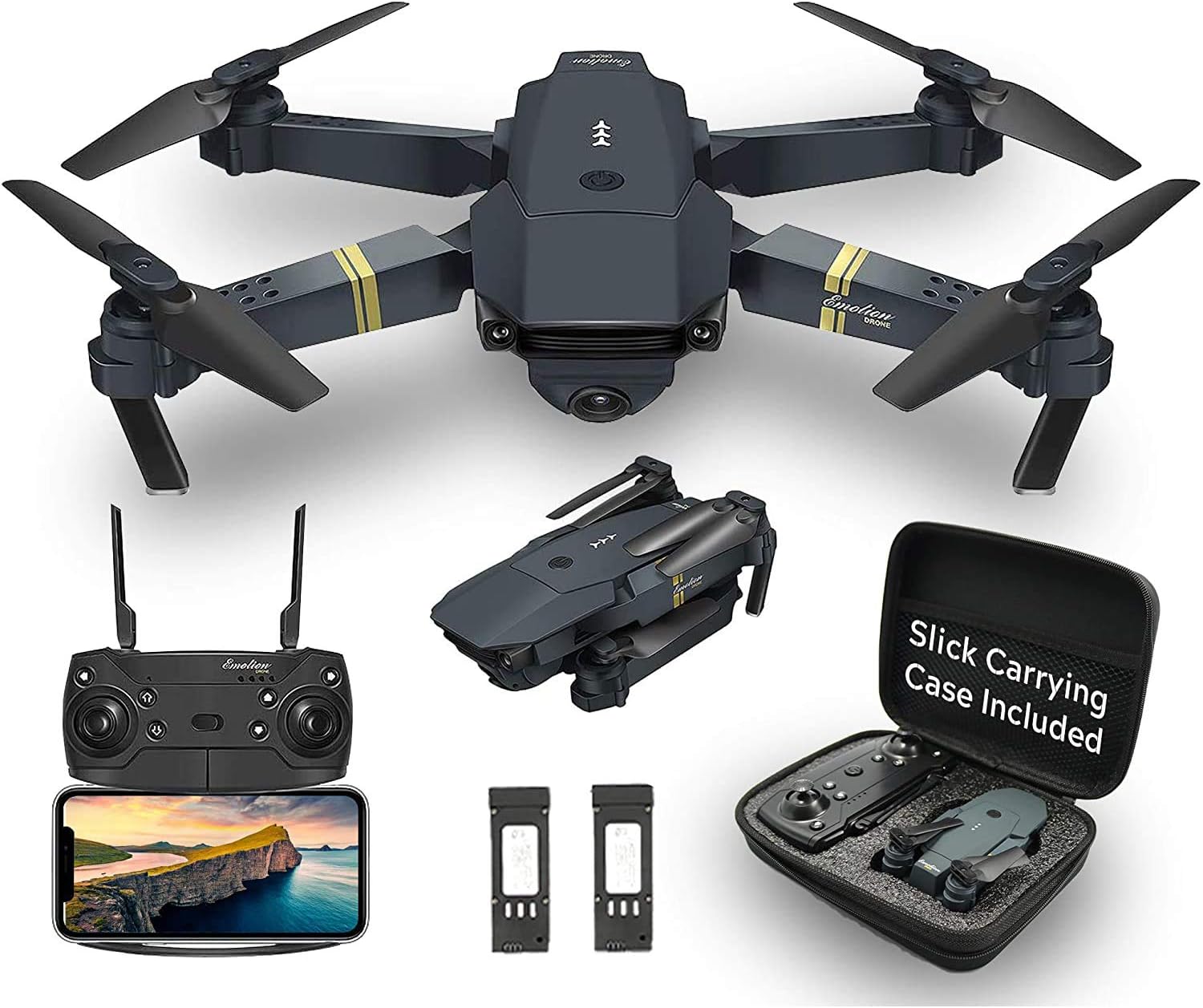 The Bigly Brothers E58 PRO Edition 1080p Drone with Camera 120 Wide Angle, Gesture Control, Altitude Hold, 1 Key Takeoff Landing, 1 Key 360 flip - Extra 600mAh Battery